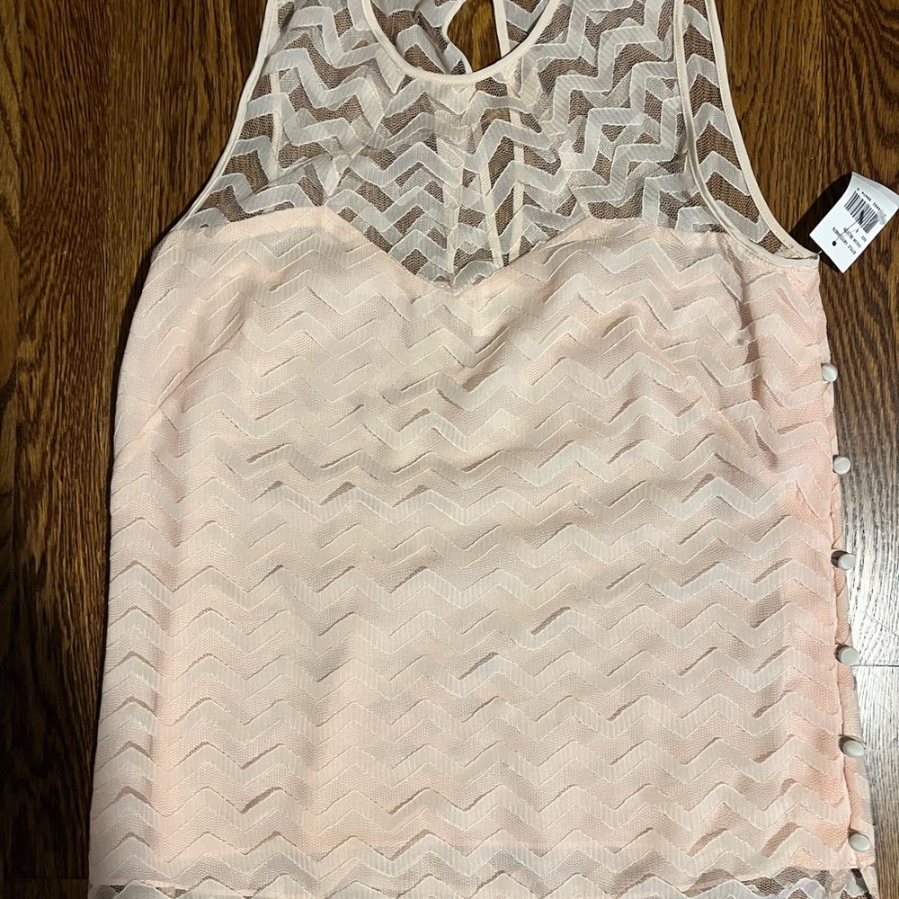 Milly Light Pink Chevron Lace Top